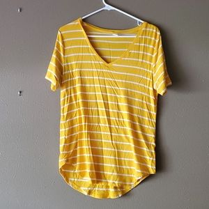 Yellow and white striped shirt
